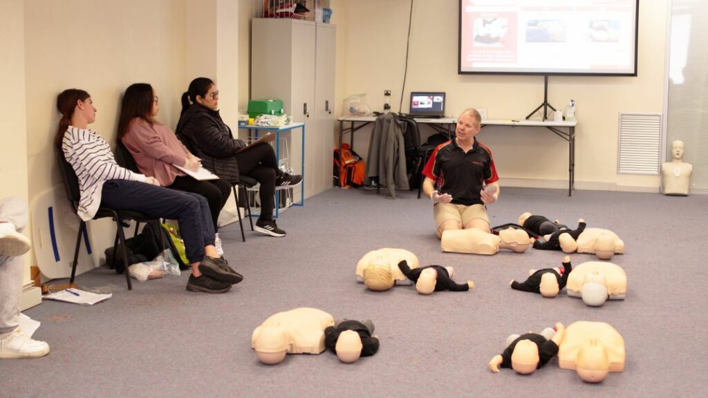 First Aid Pro is a nationally accredited First Aid course. First Aid Instructor teaching the CPR process.