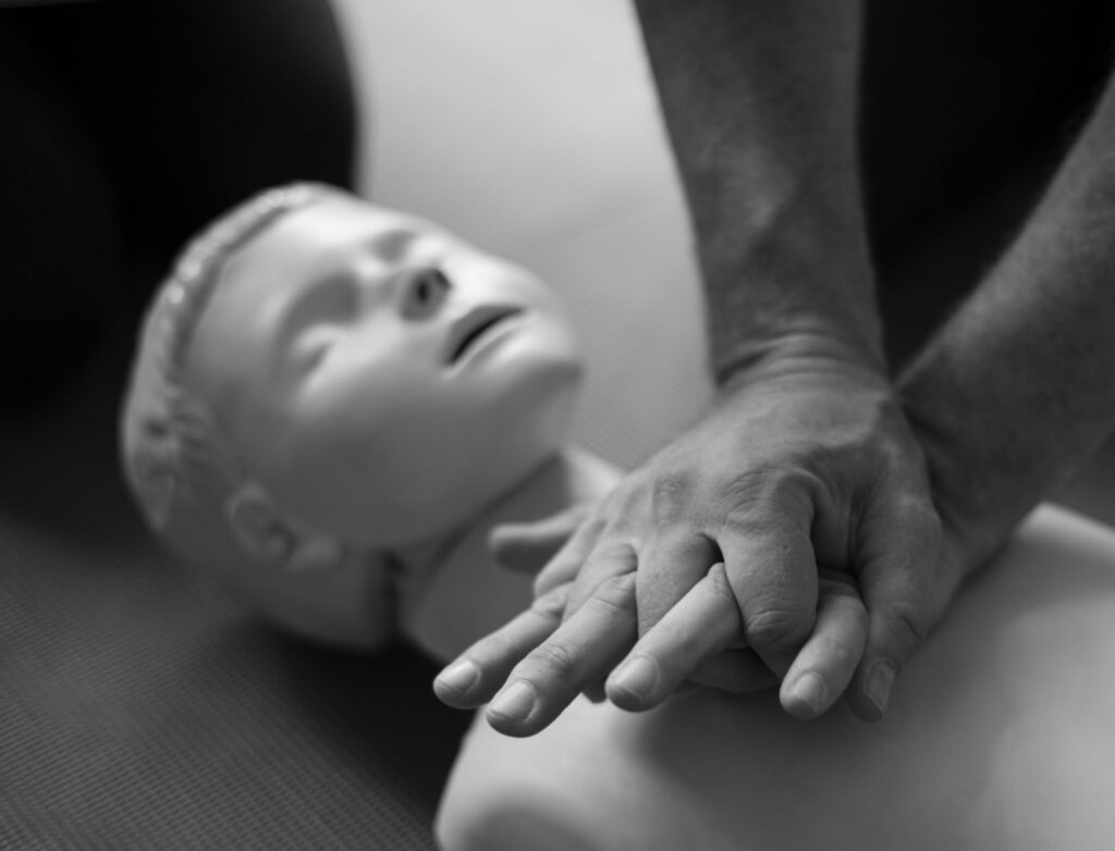 Chest compressions on a child