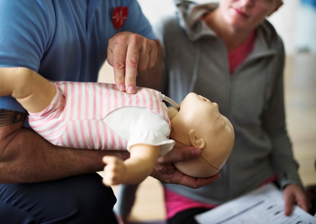 cardiopulmonary resuscitation on an infant