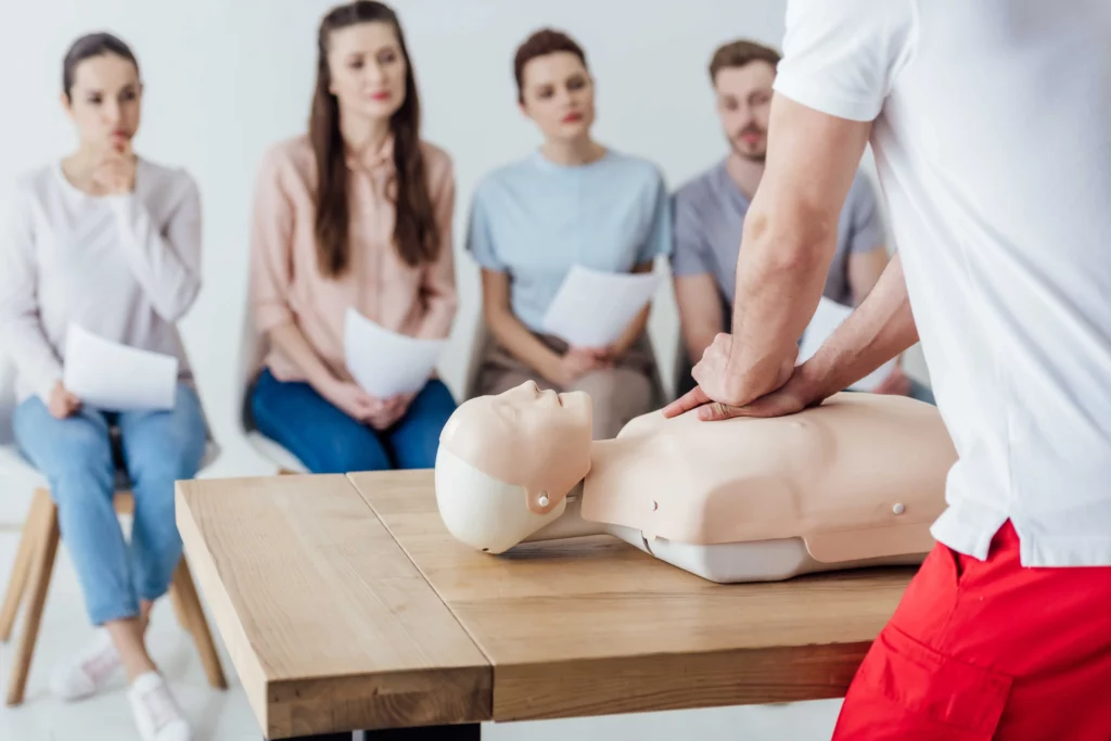 Hands demonstrating proper hand placement for CPR compressions Melbourne VIC