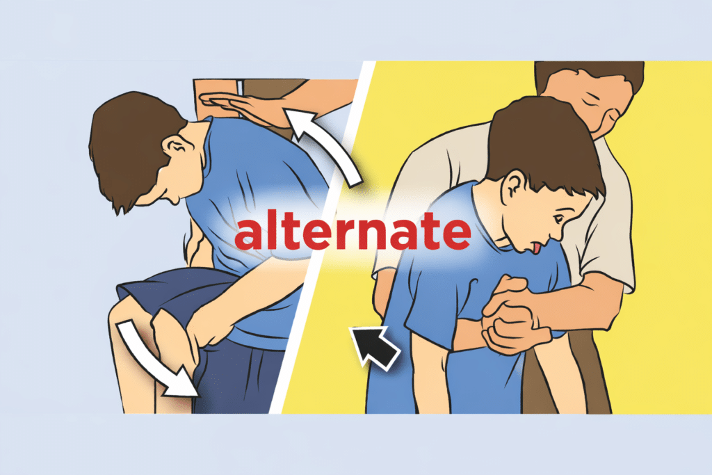Choking first aid - chest thrusts and back blows
